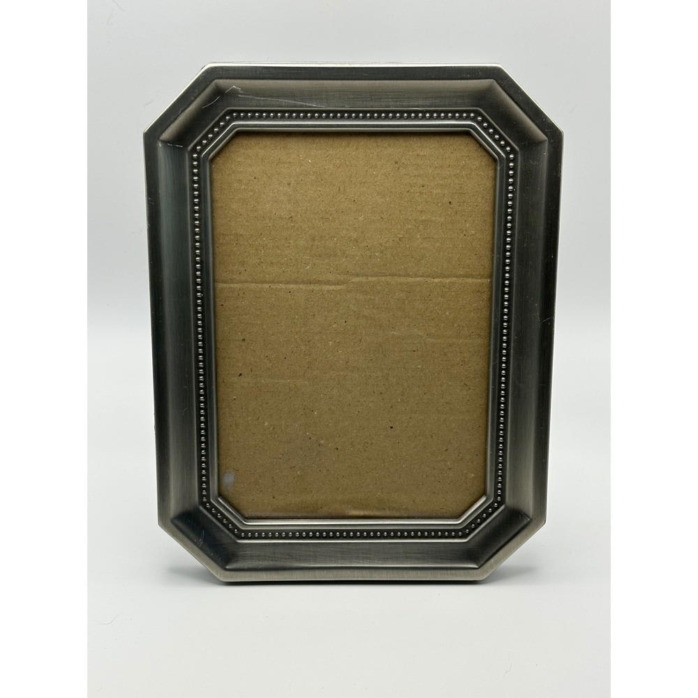 Burnes of Bostonā Pewter Beaded Octagon Picture Frame 4x6 Tabletop Decor Silver